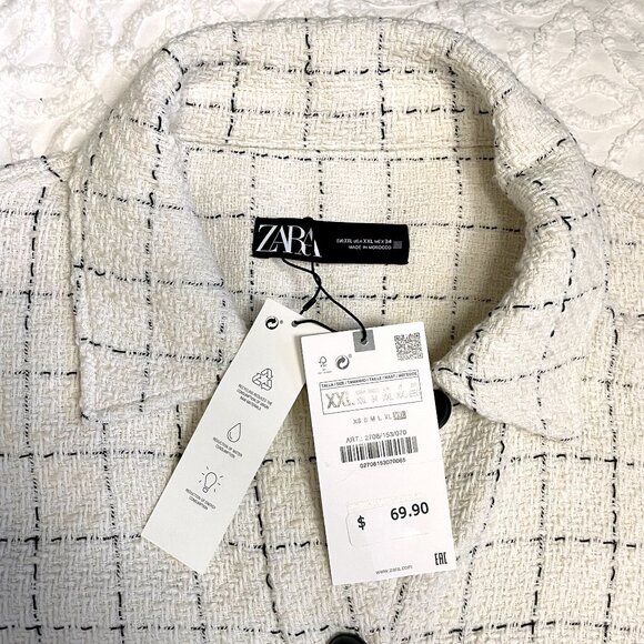 Zara textured plaid overshirt - size XXL - NWT - Picture 8 of 8